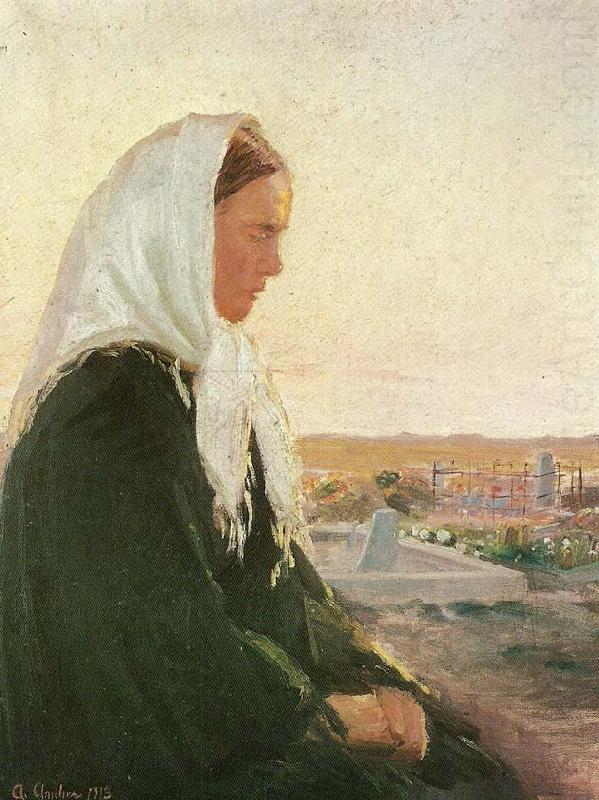 Anna Ancher ung kvinde pa kirkegarden i skagarden china oil painting image